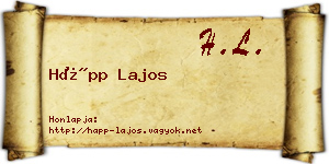 Hápp Lajos névjegykártya